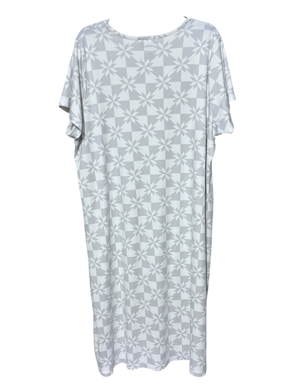 LANDS’ END Geometric Short-Sleeve Nightgown 2X 26” P2P Gray/Off White NWOT - Picture 8 of 12